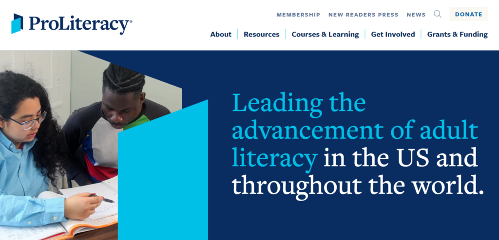 ProLiteracy website home page - adult learners pictured